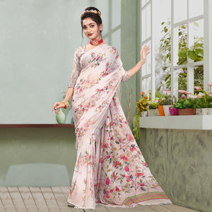 Light Pink Digital Printed Georgette Saree