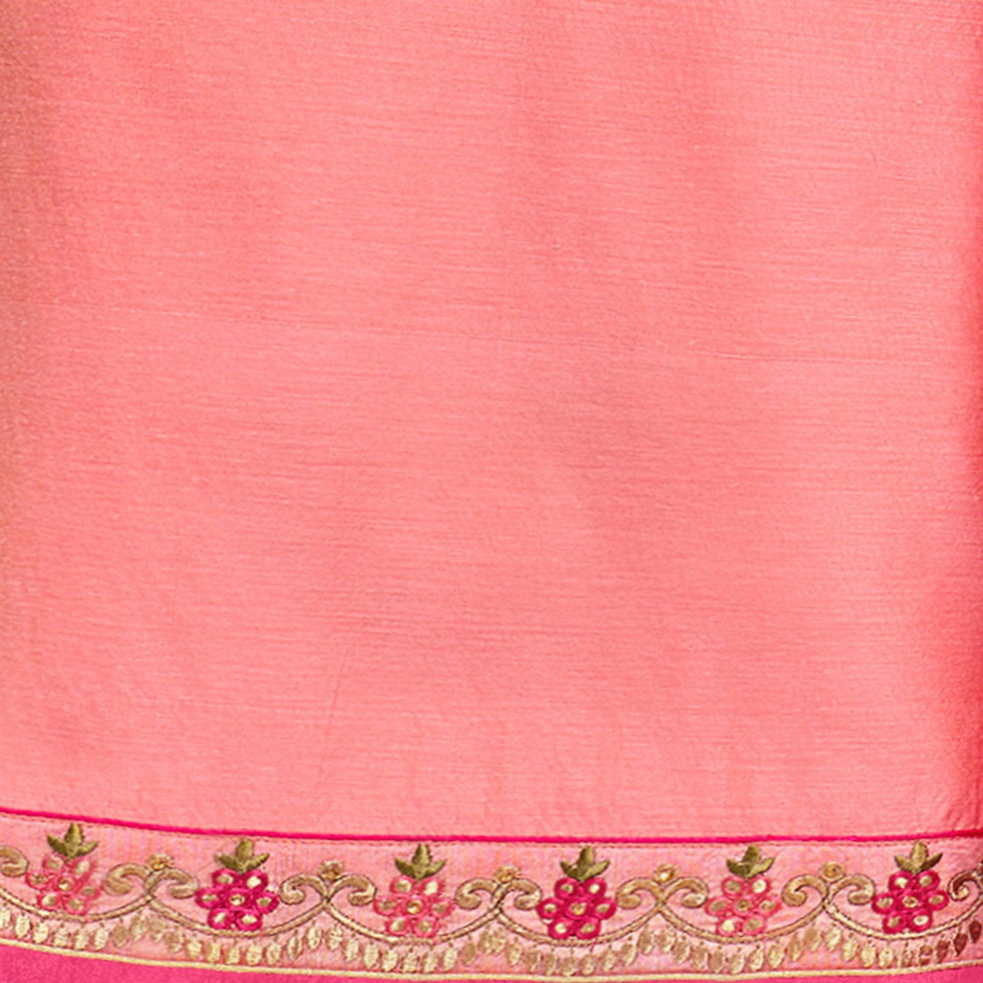 Light Pink Embellished With Embroidered Chanderi Dress Material