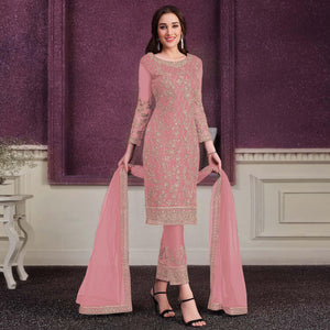 Light Pink Embroidered Netted Suit