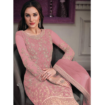 Light Pink Embroidered Netted Suit