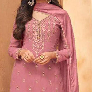 Light Pink Embroidery Georgette Salwar suit