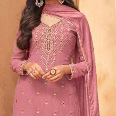 Light Pink Embroidery Georgette Salwar suit