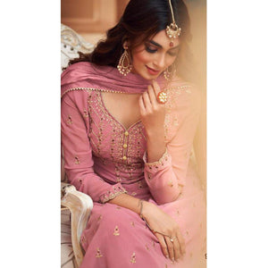 Light Pink Embroidery Georgette Salwar suit