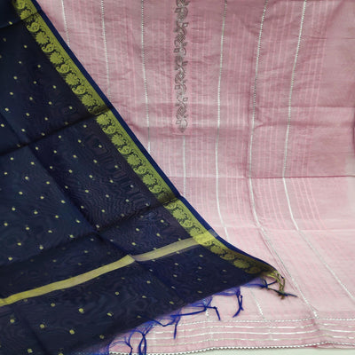 Light Pink Festive Wear Embellished With Gotta work Chanderi Dress Material