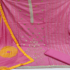 Light Pink Festive Wear Gotta Plus Handwork Cotton Dress Material