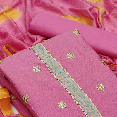 Light Pink Festive Wear Gotta Plus Handwork Cotton Dress Material
