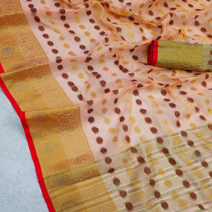 Light Pink Festive Wear Woven Cotton Silk Saree