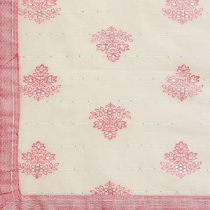 Light Pink Floral Embroidered Cotton Blend Kurti Pant Set