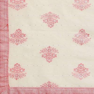Light Pink Floral Embroidered Cotton Blend Kurti Pant Set