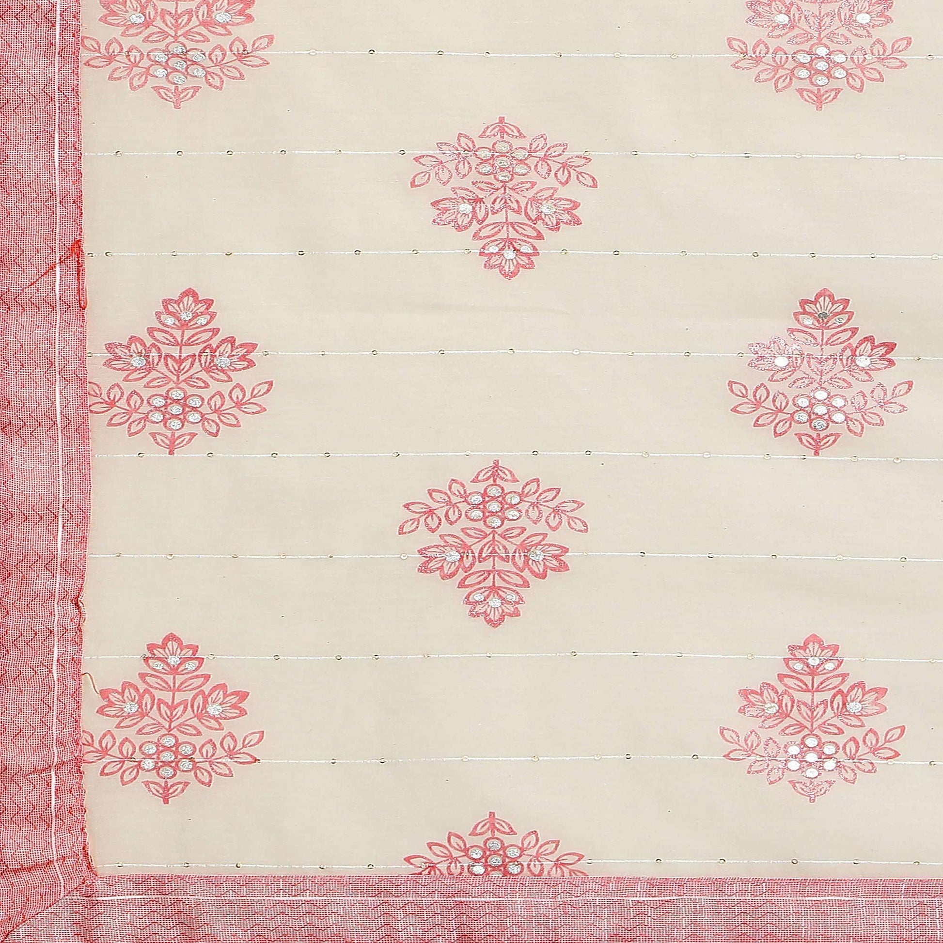 Light Pink Floral Embroidered Cotton Blend Kurti Pant Set