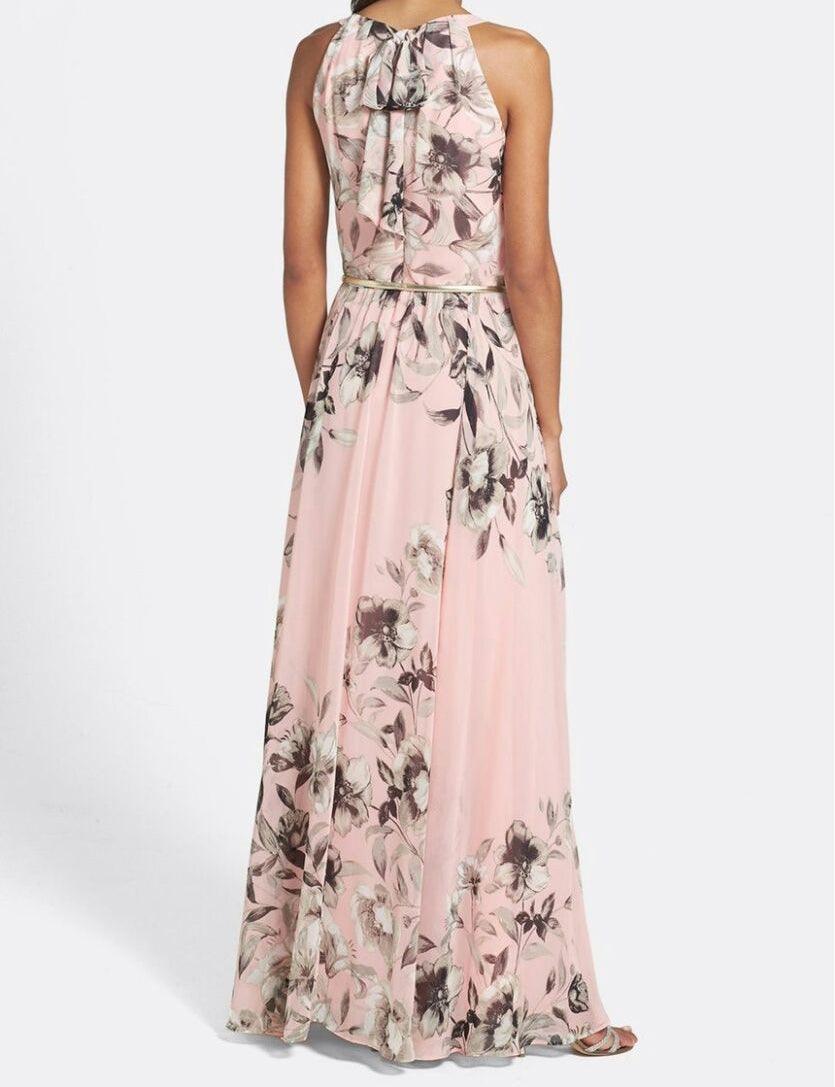 Light Pink Floral Printed Gown