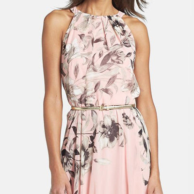 Light Pink Floral Printed Gown