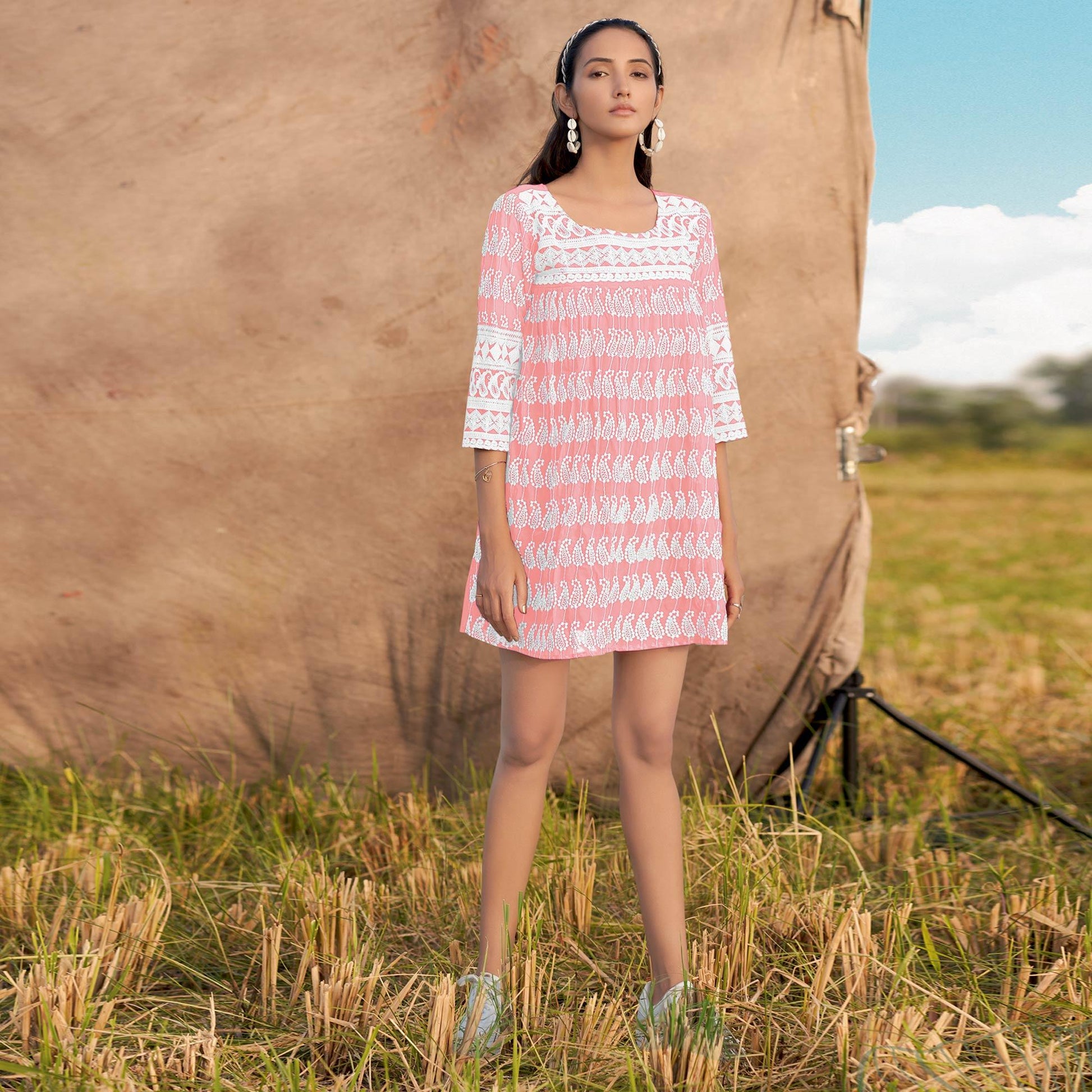 Light Pink Lucknowi Georgette Top