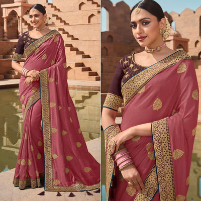 Light pink Party Wear Embroidered Art Silk Saree