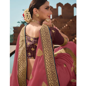 Light pink Party Wear Embroidered Art Silk Saree