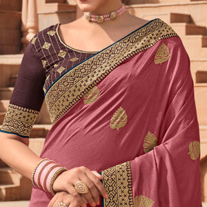Light pink Party Wear Embroidered Art Silk Saree