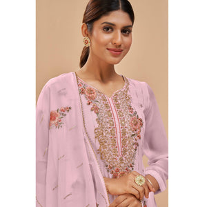 Light Pink Party Wear Embroidered Georgette Suit