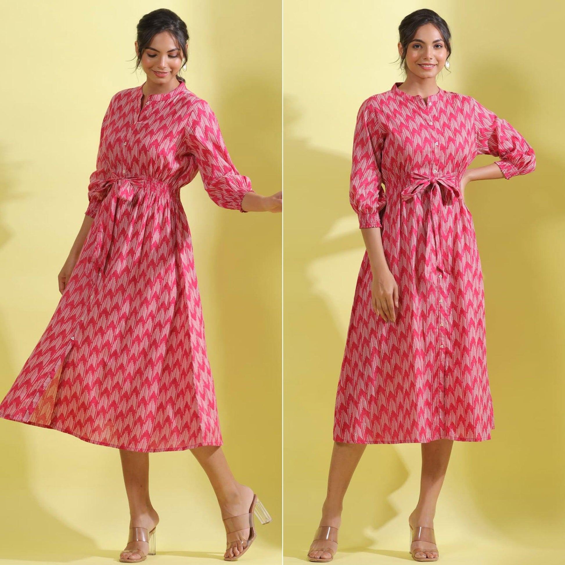 Light Pink Printed Pure Cotton Dress