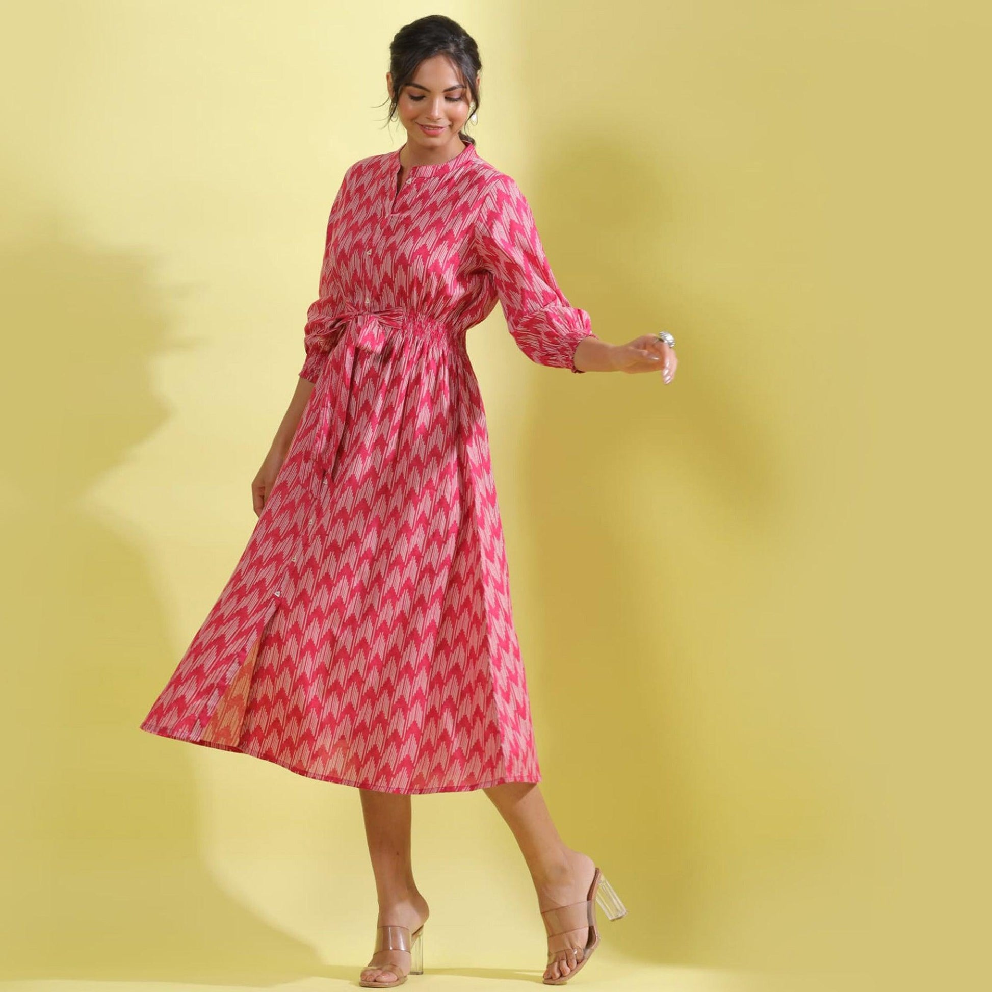 Light Pink Printed Pure Cotton Dress