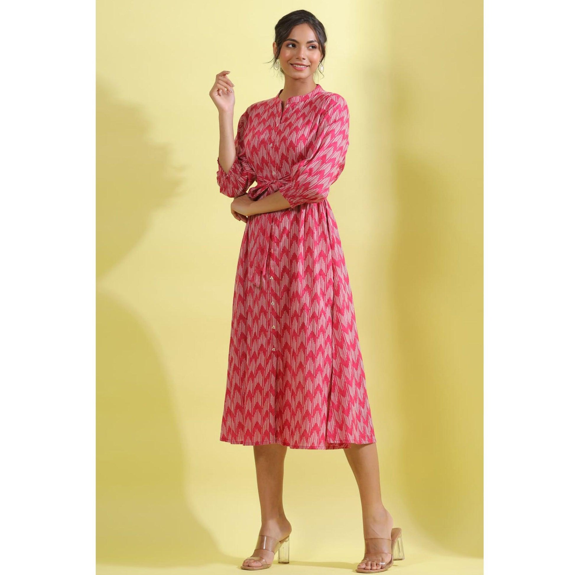 Light Pink Printed Pure Cotton Dress