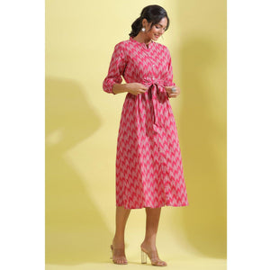 Light Pink Printed Pure Cotton Dress