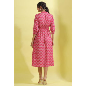 Light Pink Printed Pure Cotton Dress