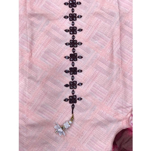 Light Pink Printed With Embroidered Cotton Blend Dress Material