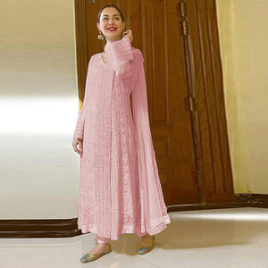 Light Pink Sequins Embroidered Georgette Suit