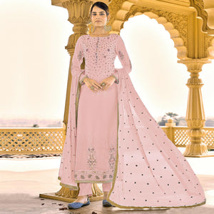Light Pink Sequins Embroidered Georgette Suit