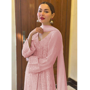 Light Pink Sequins Embroidered Georgette Suit