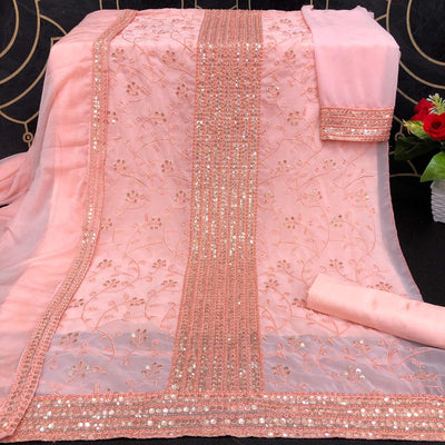 Light Pink Sequins Embroidered Georgette Suit