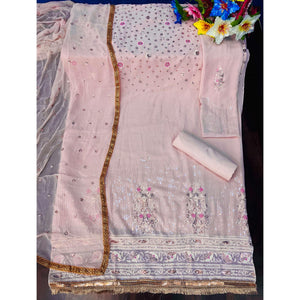 Light Pink Sequins Embroidered Georgette Suit