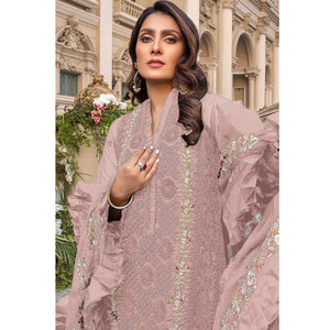 Light Pink Sequins With Floral Embroidered Georgette Pakistani Suit