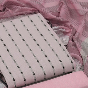 Light Pink Stripes Printed Cotton Blend Dress Material