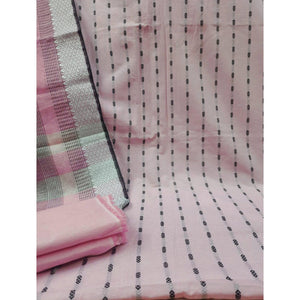 Light Pink Stripes Printed Cotton Blend Dress Material