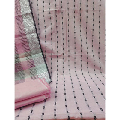 Light Pink Stripes Printed Cotton Blend Dress Material