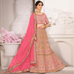Light Pink Wedding Wear Embroidered Silk Lehenga Choli