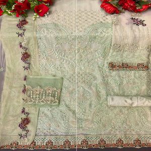 Light Pista Green Embroidered Georgette Pakistani Suit