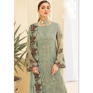 Light Pista Green Embroidered Georgette Pakistani Suit