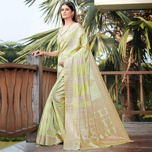 Light Pista Green Festive Wear Jari Woven Art Silk Saree