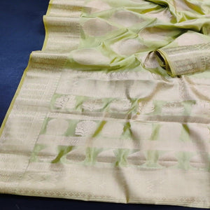 Light Pista Green Festive Wear Soft Jari Woven Art Silk Saree