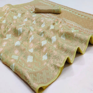 Light Pista Green Festive Wear Woven Art Silk Saree