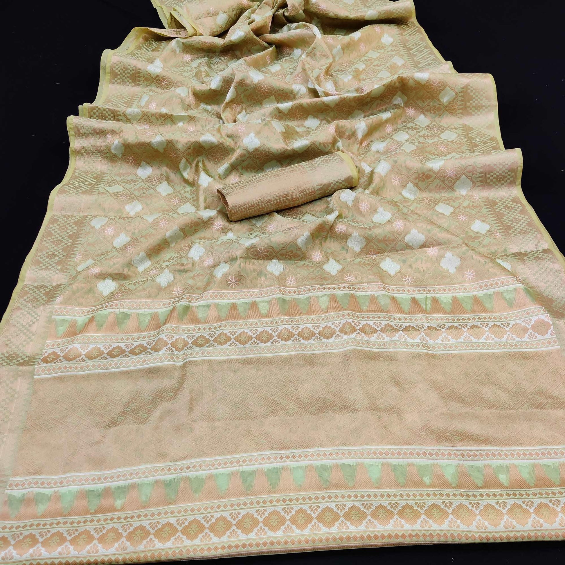 Light Pista Green Festive Wear Woven Art Silk Saree