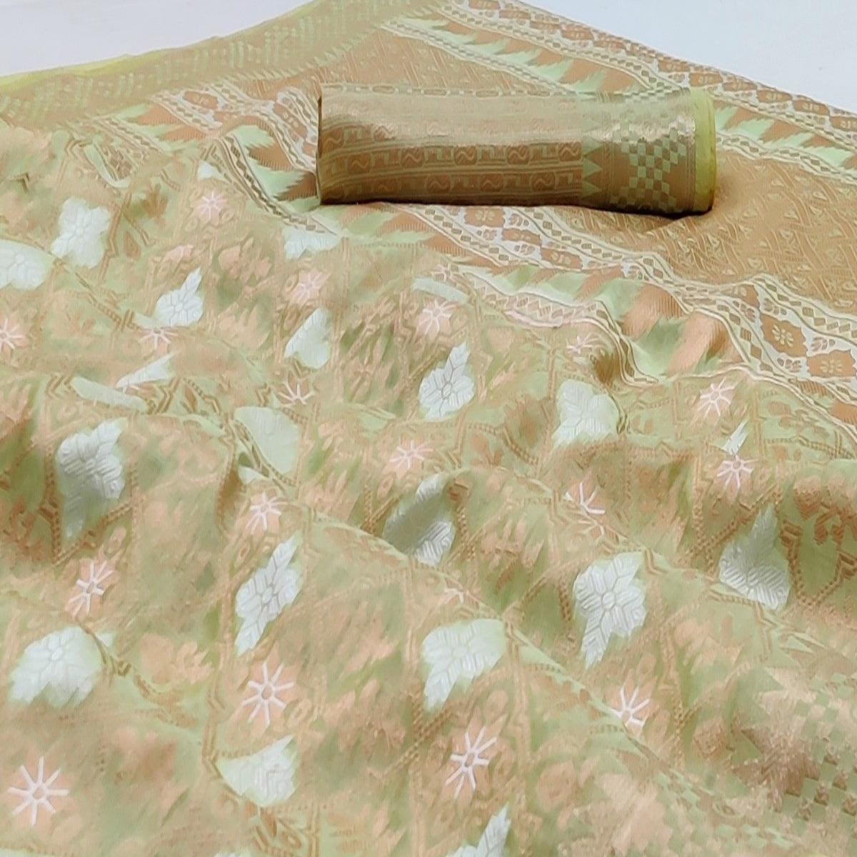 Light Pista Green Festive Wear Woven Art Silk Saree