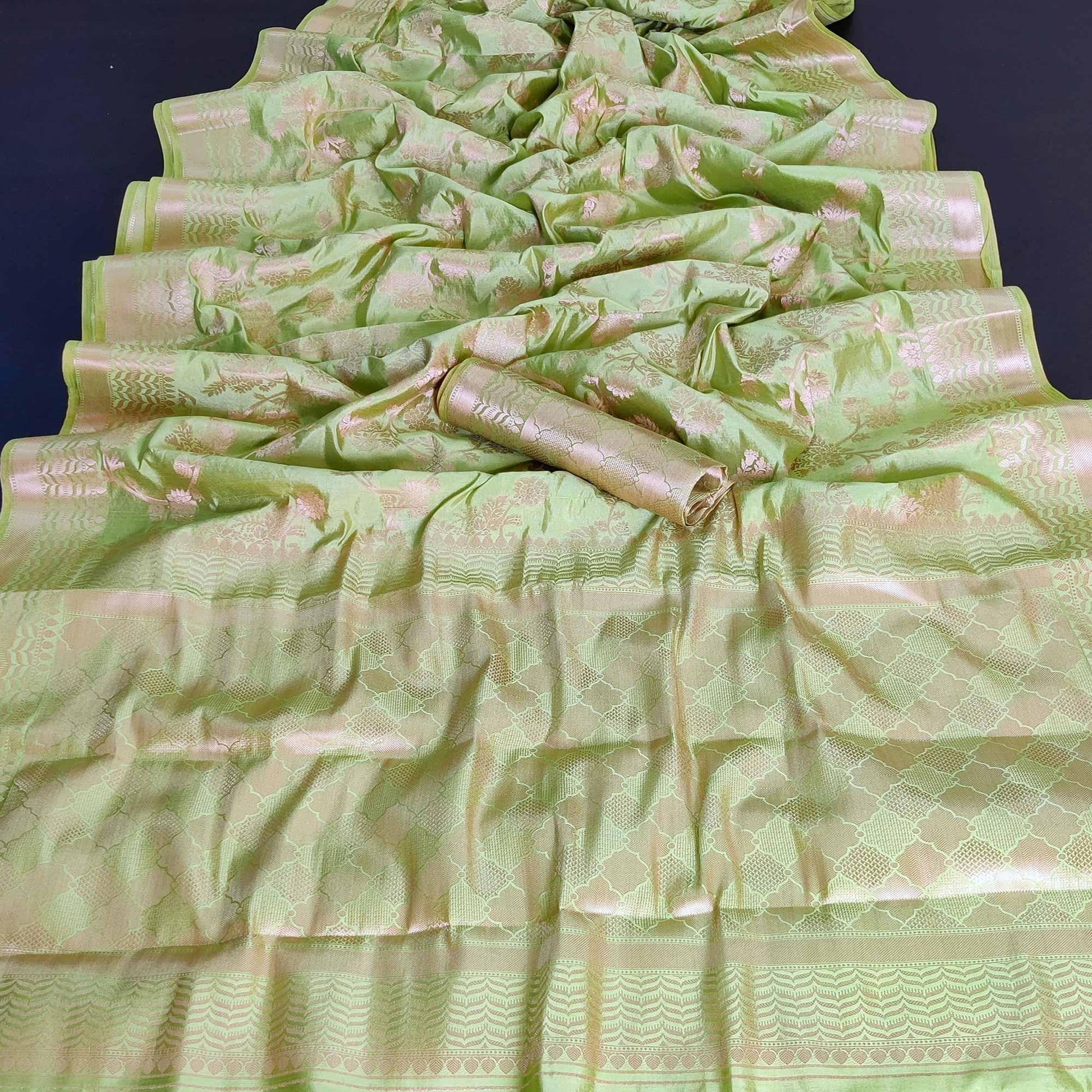 Light Pista Green Festive Wear Zari Woven Art Silk Saree