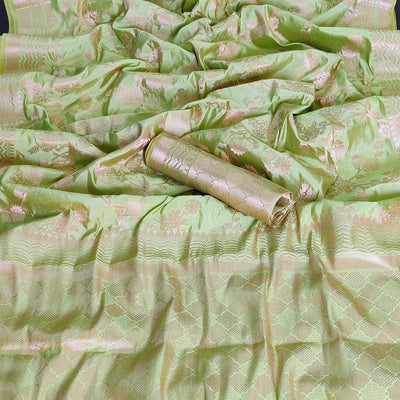 Light Pista Green Festive Wear Zari Woven Art Silk Saree