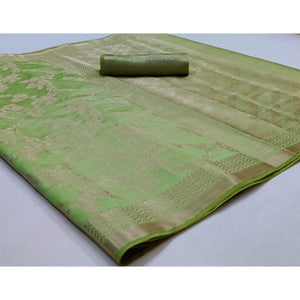 Light Pista Green Festive Wear Zari Woven Art Silk Saree