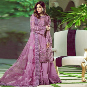 Light Purple Embroidered With Embellished Net Pakistani Suit