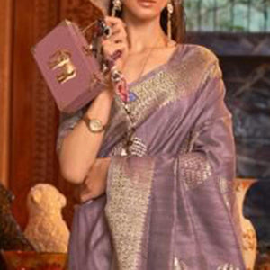 Light Purple Festive Wear Handloom Sequins Silk Saree