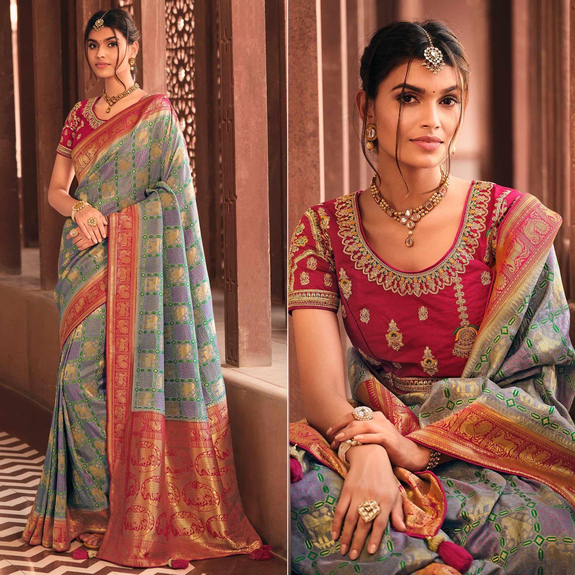 Light Purple Festive Wear Printed Woven Silk Saree